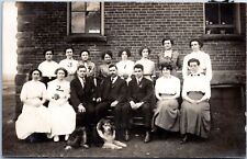 RPPC Group Picture of Teachers, one dog, Unknown School - Photo Postcard c1910s picture