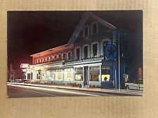 Postcard Hillsboro NH New Hampshire Valley Hotel Night Texaco Sign Vintage PC picture