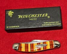Winchester USA Knife 3 Blade Sowbelly Candy Stripe Handle Box 1992 Very Rare    picture