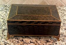 MAITLAND SMITH Handpainted Black and Gold Brass Feet Large Dresser Box awesome  picture