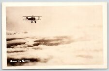 WWI Real Photo Postcard~Military Bi-Plane Flying 