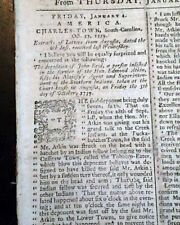 EARLY AMERICA 18th Century Southern Colonies Reports Colonial Era 1760 Newspaper picture