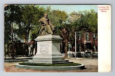 Portland ME-Maine, Longfellow's Statue, Antique Vintage c1906 Souvenir Postcard picture