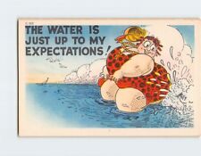 Postcard The Water Is Just Up To My Expectations with Lady Comic Art Print picture