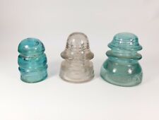 Vintage 3pc LOT Glass Insulator Whitall Tatum Brookfield New York Clear Blue USA picture