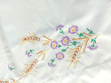 Vintage Embroidered Floral Flowers Butterfly White Pillowcases Set of 2 picture