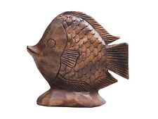 Large Wood Carved Fish Figure Home Decor Carving Wooden Sculpture Decoration 10
