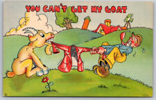 You Can't Get My Goat with Man Goat Humor Comic Art Cartoon Postcard picture