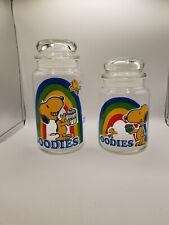 Vintage 1965 Snoopy Rainbow Goodies Glass Jar Set of 2  Canister Set picture