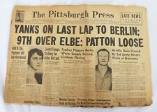 Apr 12 1945 Pittsburgh Post Gazette Newspaper WWII Yanks on Last Lap to Berlin picture