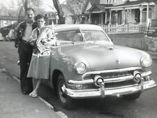 PF Photograph Cute Couple Pose With Old Car Parked On Street Neighborhood  1950s picture