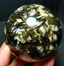 665G Natural Green Tourmaline Unicorn Gem Mica Symbiotic Crystal Ball  WD1125 picture
