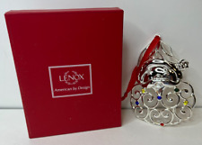 Lenox Sparkle & Scroll Silverplate Multi Crystal Santa Christmas Ornament picture