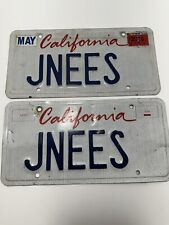 Pair of 2 JNEES California Custom License Plates expired may 2016 picture
