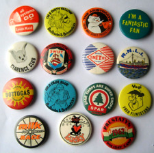 Collection job lot x15 genuine vintage classic 1960s promotional 32mm pin BADGES picture