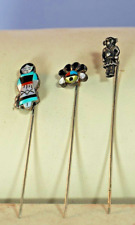 Three Native American Sterling Silver Tie/Scarf/Tie Pins picture
