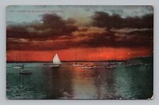 Postcard Sunset on Elliott Bay Washington c1909 Boats World's Fair Cancellation picture