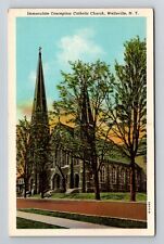 Wellsville NY-New York, Immaculate Conception Catholic Church, Vintage Postcard picture