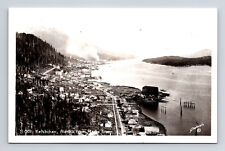 RPPC Aerial Bay & Town View Ketchikan Alaska AK Schallerer's Real Photo Postcard picture