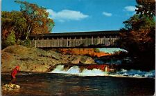Postcard Covered Bridge Swiftwater Village Ammonoosuc River New Hampshire picture