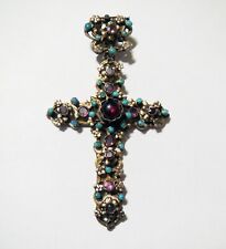 Antique Museum Quality BYZANTINE SILVER GOLD GEMSTONE - ANCIENT CROSS CRUCIFIX picture