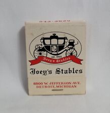 Vintage Joey's Stables Restaurant Matchbook Detroit MI Advertising Matches Full picture