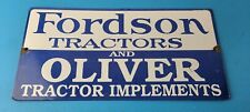 Vintage Ford Sign - Tractors Oilver Implements Service Gas Pump Porcelain Sign picture