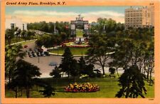 Grand Army Plaza-Brooklyn, NY-Vintage Linen Postcard picture