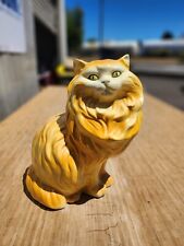 Vintage Ceramic Persian Cat, Yellow Eyes Sitting Statue Large 14” picture
