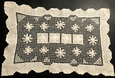 Vintage Sardinian Hand Made Lace Doily Embroidery on Prepared Net 9 x 14 1/2