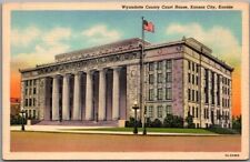 1937 Kansas City, KANSAS Postcard WYANDOTTE COUNTY COURT HOUSE Curteich Linen picture