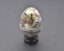Vintage Raised Cloisonne Egg Trinket Box with Stand. Hand Crafted with Details picture