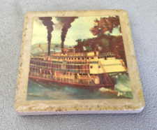 GORGEOUS NEW ORLEANS STEAMBOAT PADDLEWHEEL ART TILE APPROX. 4