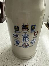 Large Munchener Biere German Beer Stein Crests Made in Western Germany Tall picture