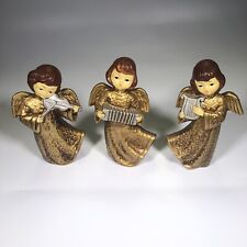 Vintage Angel Statues Playing Instruments Hand Made in Korea Christmas Figures picture
