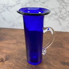 Handcrafted Glass Cobalt Blue ACC Pitcher with Clear Glass Handle picture
