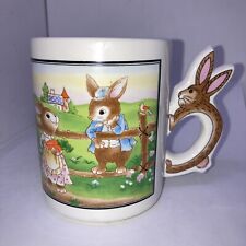 Vintage Sentiment Rabbit Mug. Rabbit Handle. picture