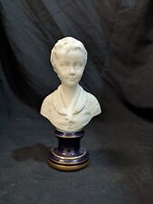 Statue Bust Of Young Girl Porcelain Limoges Sign Tharaud France High 15 11/16in picture