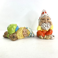 Vintage 1972 & 1974 Hand Painted Porcelain Garden Gnomes Figural Sculptures picture