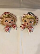 1950's Lefton Miss Daisy Dainty Pair of Wall Pockets picture