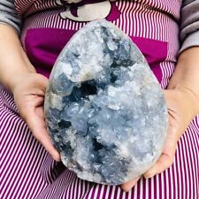 7.98LB Natural Beautiful Blue Celestite Crystal Geode Cave Mineral Specimen 641 picture