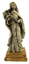 Pewter Saint St Catherine of Siena Figurine Statue on Gold Tone Base, 4 1/2 Inch picture