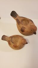Rustic Stoneware Pottery Bird Dove Figurines Tealight Votive Holders Set Of 2 picture