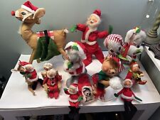 Lot of 12 Christmas Annalee Mobilitee Vintage Dolls 1965-1984 - Mouse, Santa picture