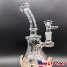 6 inch Smoking Hookah Water Pipes Clear Glass Bong Thick Bubbler Beaker w/ Bowl picture