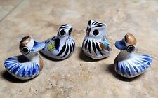 4 Vintage Tonala Mexico Folk Art Pottery Miniatures Owl, Bird Ducks 1.25