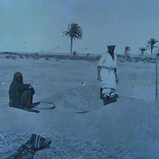 c.1900s Glass Plate Negative Men in Desert Egypt 3-1/4x4 picture