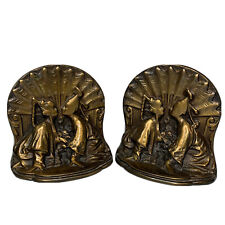 Vintage Cast Metal Bronze Siam Bookends Asian Thai Couple Kissing Wedding Gift picture