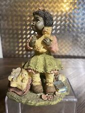 Vtg Young's Inc. GIRL PLAYING WITH KITTENS African American Resin Figurine picture