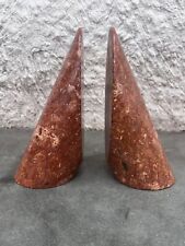 Vintage Cylindrical Red Italian Marble Bookends Mid Century Modern picture